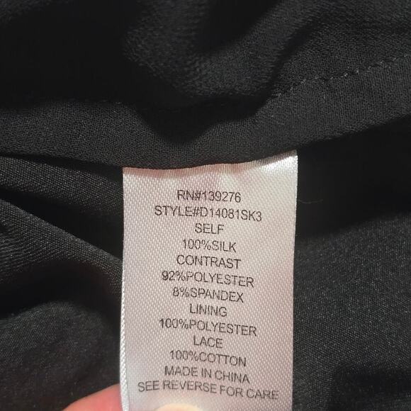 Daniel Rainn Black 100%Silk Sleeveless Blouse Size M Embroidered Lined Boho Chic - Picture 9 of 9